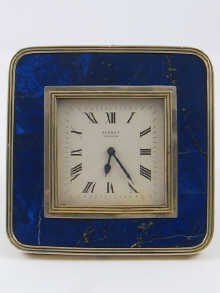 Silver gilt and lapis lazuli clock by
