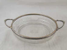 A two handled cut glass bowl with
