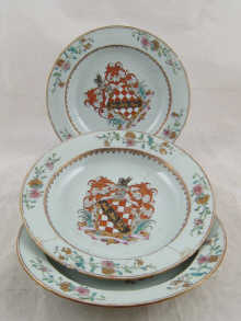 Three Chinese export armorial dishes