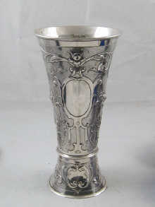 A German silver vase with chased