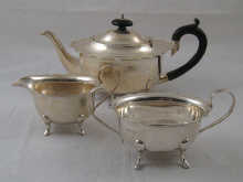 A three piece silver teaset H.H & S