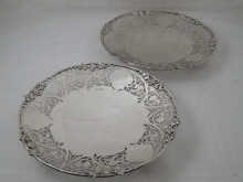 A pair of pierced silver open dishes