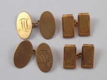 A pair of 9 ct gold cufflinks engraved