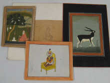 Three Indian miniature paintings and