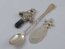 A child s silver rattle with two 14dfc6