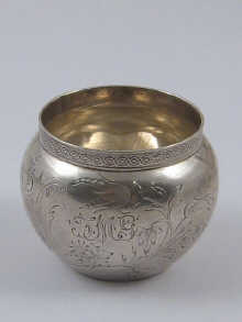 A Russian silver salt with engraved