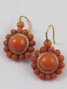 A pair of antique gilt metal coral 14e01a