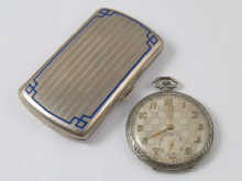 A metal open face dress pocket watch