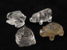 Rock crystal being three small animals