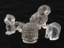 Four rock crystal carving being