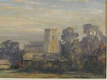 An oil on board '' Bildeston Church