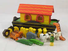 A wooden Noah's ark with Noah and