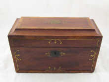 A Regency mahogany tea caddy inlaid 14e089