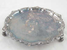 A silver salver with applied shell 14e0ac