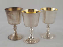 Three gilt lined silver goblets