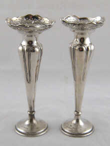 A pair of silver vases Sheffield