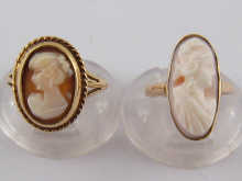 A 9 carat gold cameo ring together with