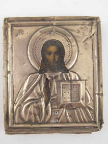 A Russian painted Icon of Christ
