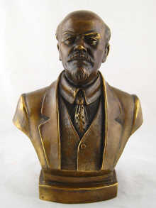 A Russian bronze bust of Lenin