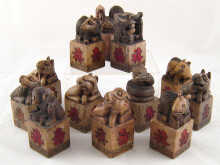 A set of twelve Chinese soapstone carvings