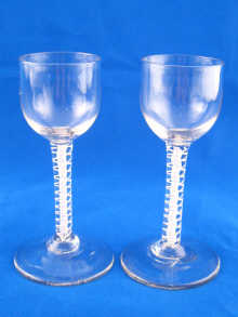 A pair of 18th century wine glasses