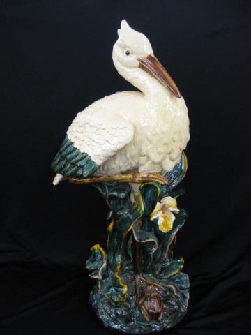 Majolica Figural Umbrella Stand with