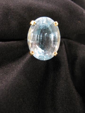 Blue Topaz Ring rich 16 carat oval