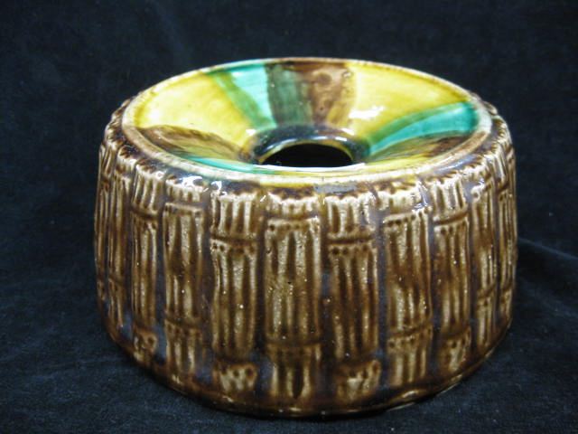 Majolica Pottery Spittoon bamboo design