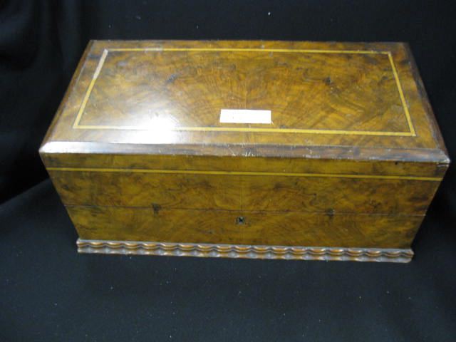 Victorian Burl Inlaid Box carved 14e25a