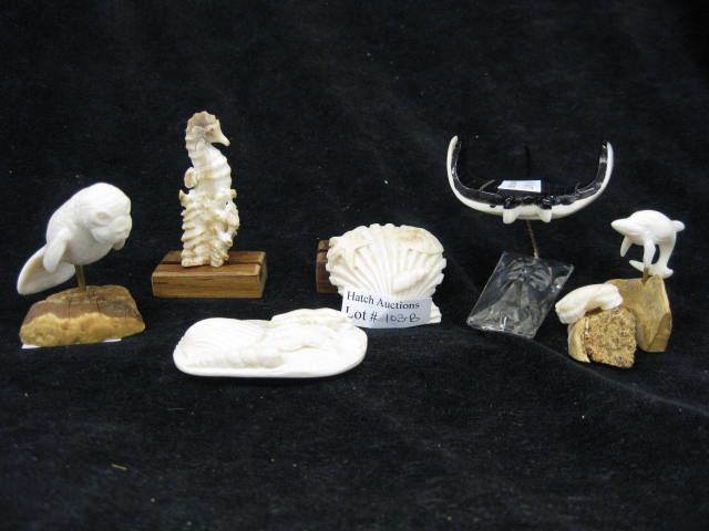 6 pcs of Carved Ivory seahorse 14e266