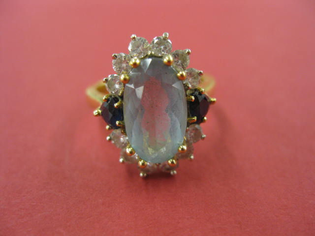 Aquamarine Sapphire Diamond Ring 14e276