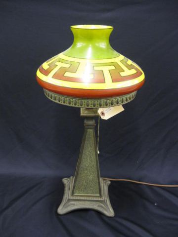 Antique Lamp handpainted Greek Key