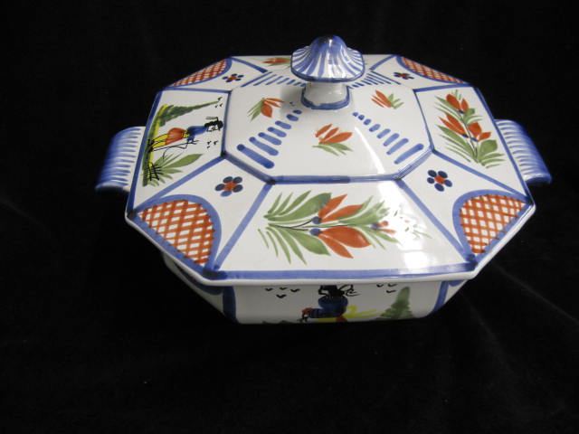 Quimper French Pottery Covered Dish