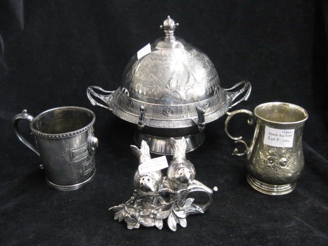 4 pcs Victorian Silverplate butter 14e29a