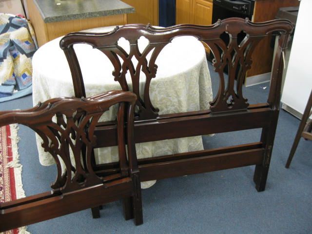Pair of Mahogany Twin Beds with wooden