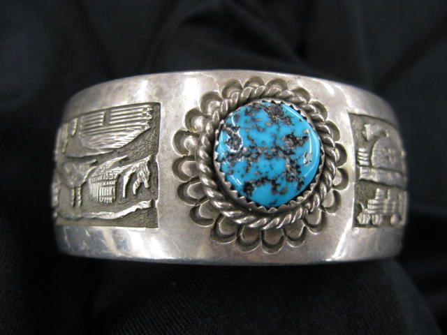 Indian Silver & Turquoise Bracelet cuff