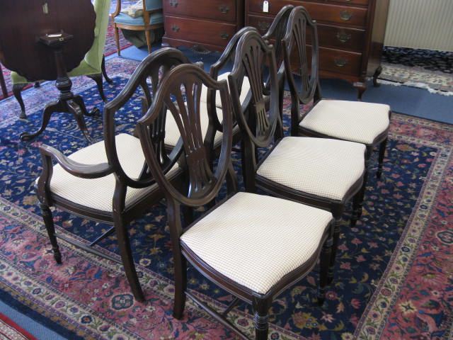 Set of 6 Mahogany Dining Chairs shield