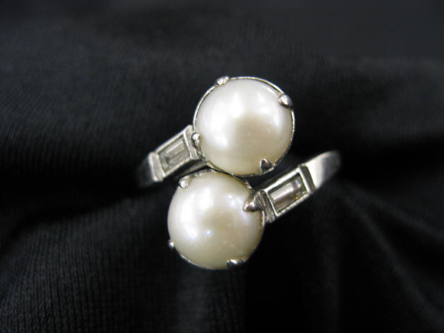 Platinum Diamond Pearl Ring two 14e2f9