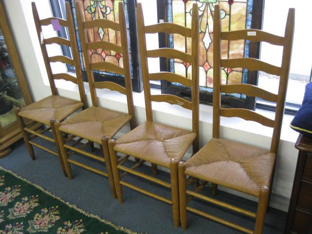 Set of 4 Oak Ladderback Chair rush