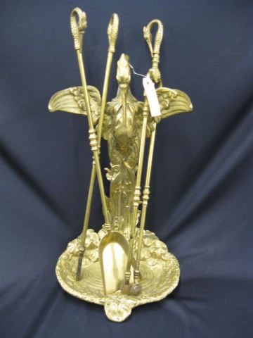 Figural Brass Fireplace Tool Set 14e2f6