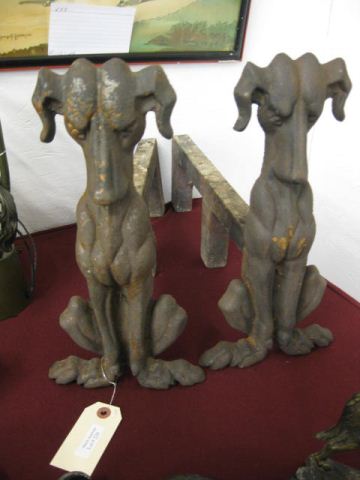 Pair of Cast Iron Figural Dog Andirons 14e308