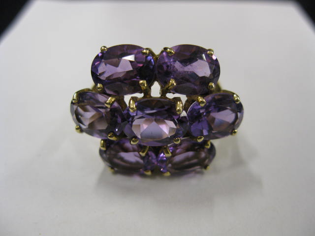 Amethyst Ring cluster of 7 rich