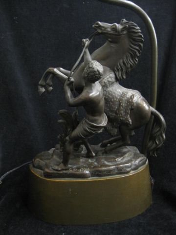 Bronze Figural Lamp Basewith man