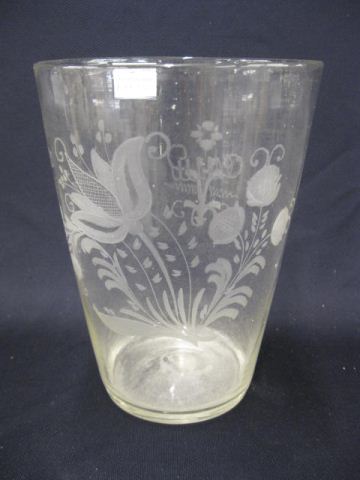 Early Engraved Glass Spill Vase floral