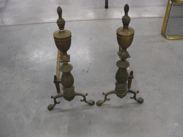 Pair of Federal Style Brass Andirons
