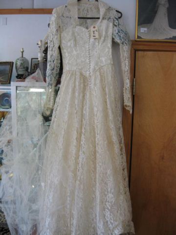 Vintage Wedding Dress and Veil circa