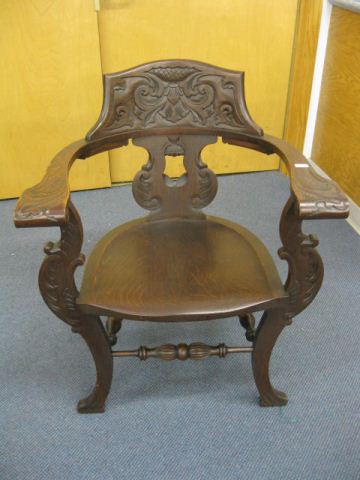 Carved Oak Victorian Arm Chair barrel