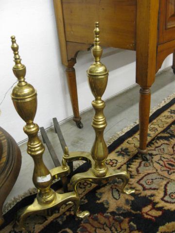 Pair of Brass Andirons Federal 14e3ba