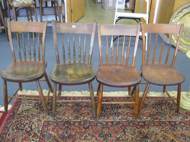 4 19th Century Pine Chairs mule ear