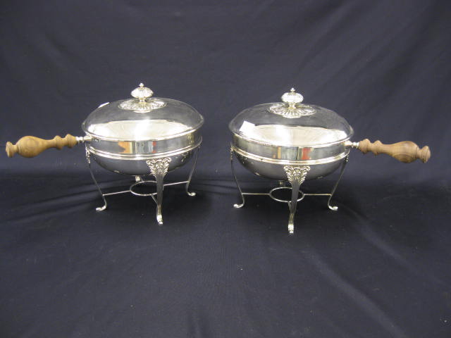 Pair of Silverplate Chafing Dishes on